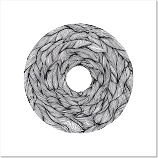 Artwork circle abstract line art - tatoo - black white - geometric Posters and Art